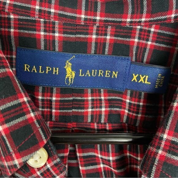 Ralph Lauren Men’s Red &‎ Black Plaid Shirt Long Sleeve Business Casual Work XXL - Picture 3 of 12